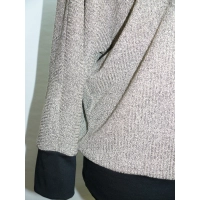 Cieplutki sweter KIMONO ze ściągaczami - złoty beż z czernią